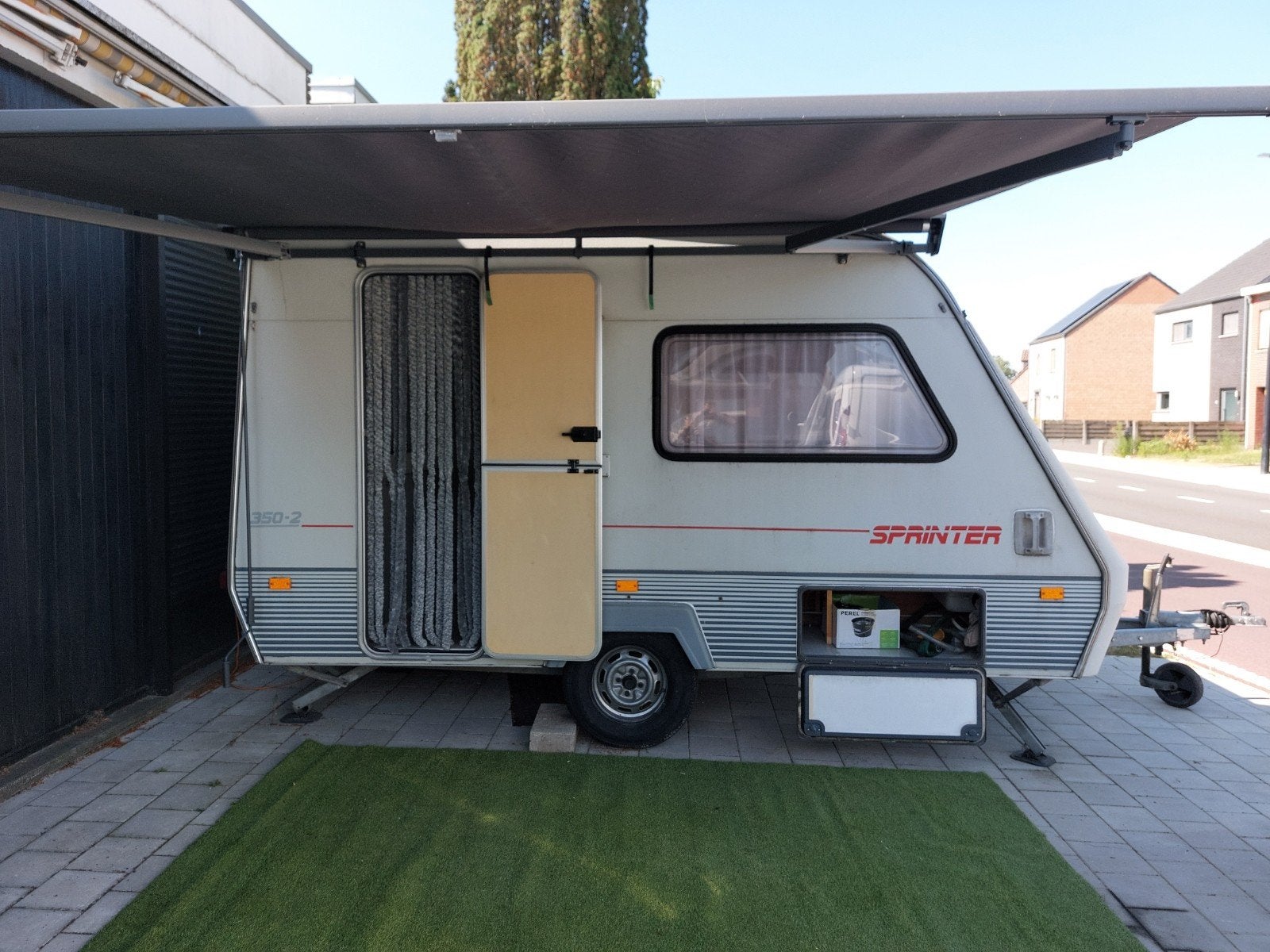 Caravan 750kg. rijbewijs Bj 1990, Grand lit, Jusqu'à 4 m, Particulier, Poêle