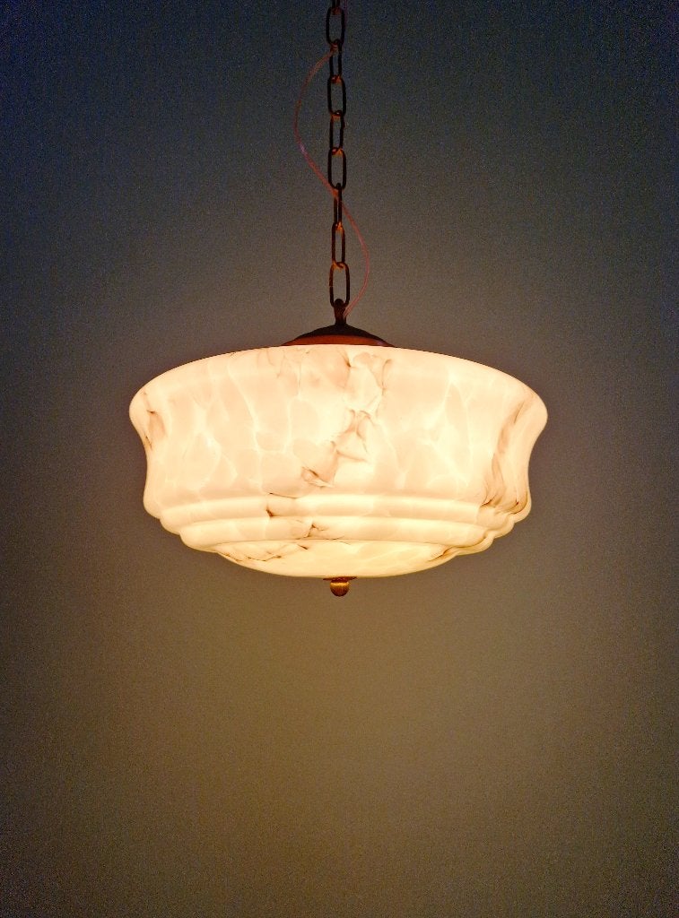 Suspension Art Déco en opaline marbrée, années 1920-30, Enlèvement ou Envoi