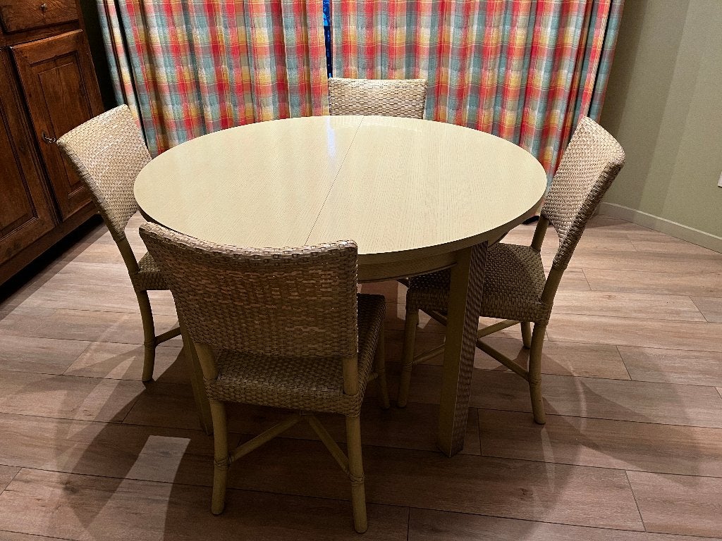 Table à manger ronde gigogne + 4 chaises, Maison & Meubles, 150 à 200 cm, Cinq personnes ou plus, Rond, 100 à 150 cm
