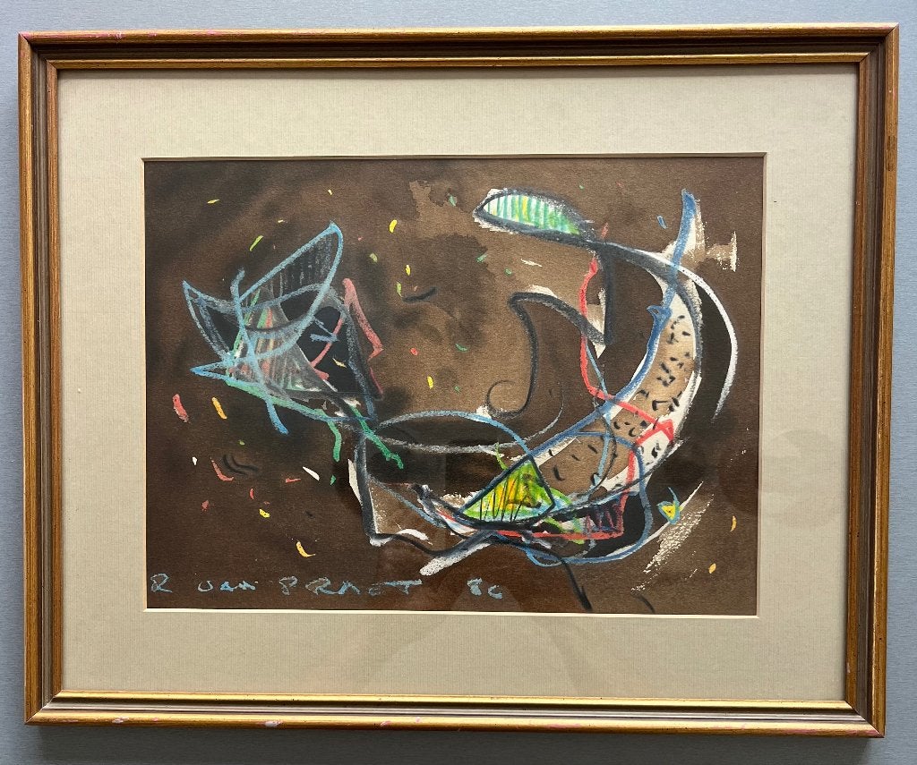 Œuvre abstraite originale - Remi Van Praet '80-Cadre inclus, Antiquités & Art, Art | Peinture | Abstraite, Enlèvement ou Envoi