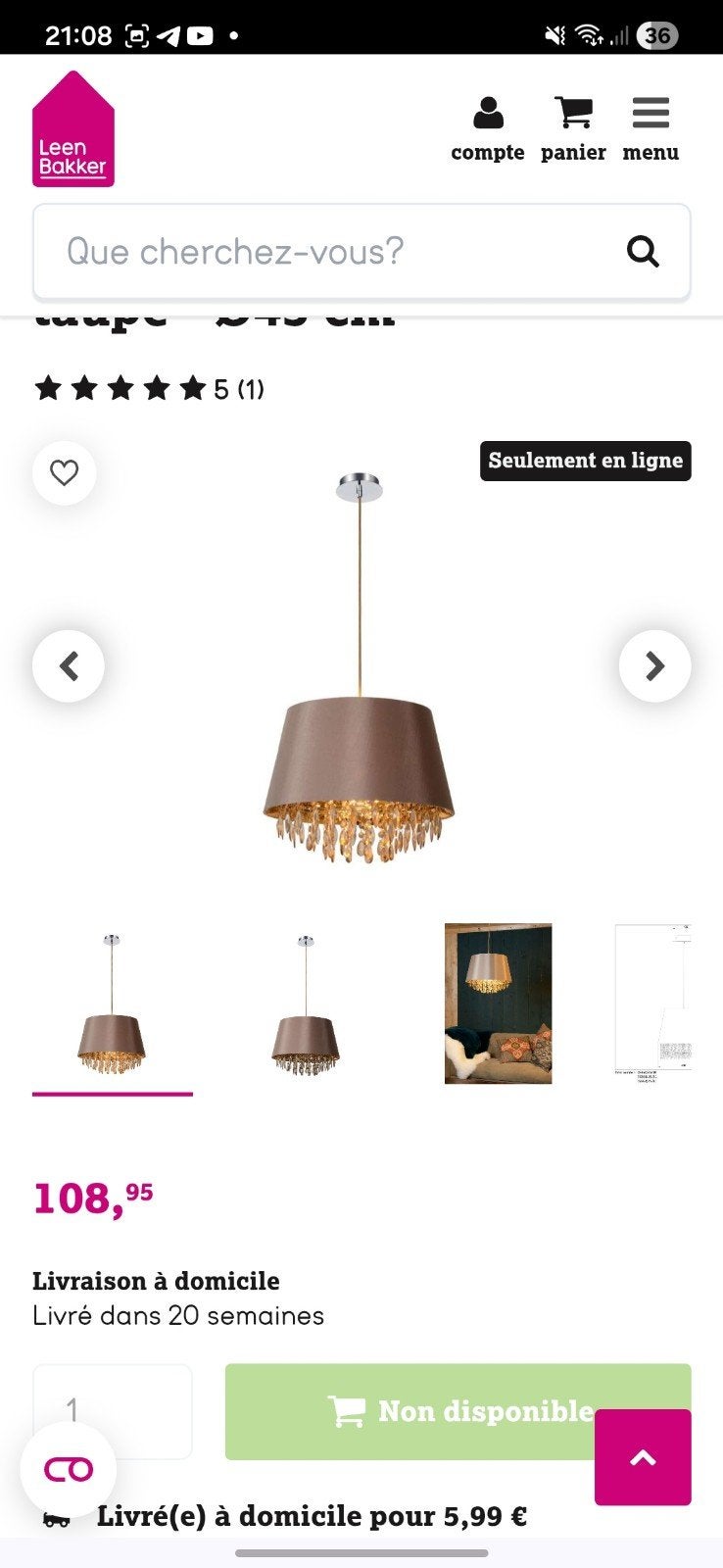 Suspension dolti taupe, Maison & Meubles, Lampes | Suspensions, Enlèvement