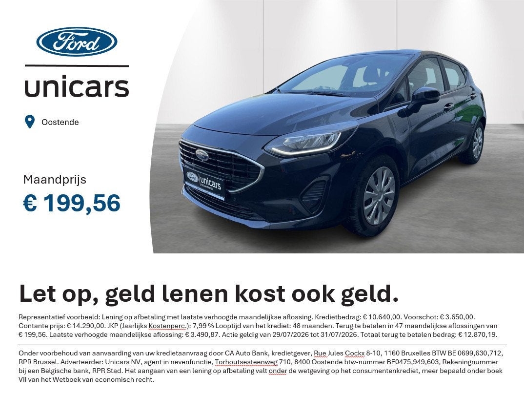 Ford Fiesta 1.1i 55kW Connected, Autos, Achat, Entreprise, Boîte manuelle, 5 portes