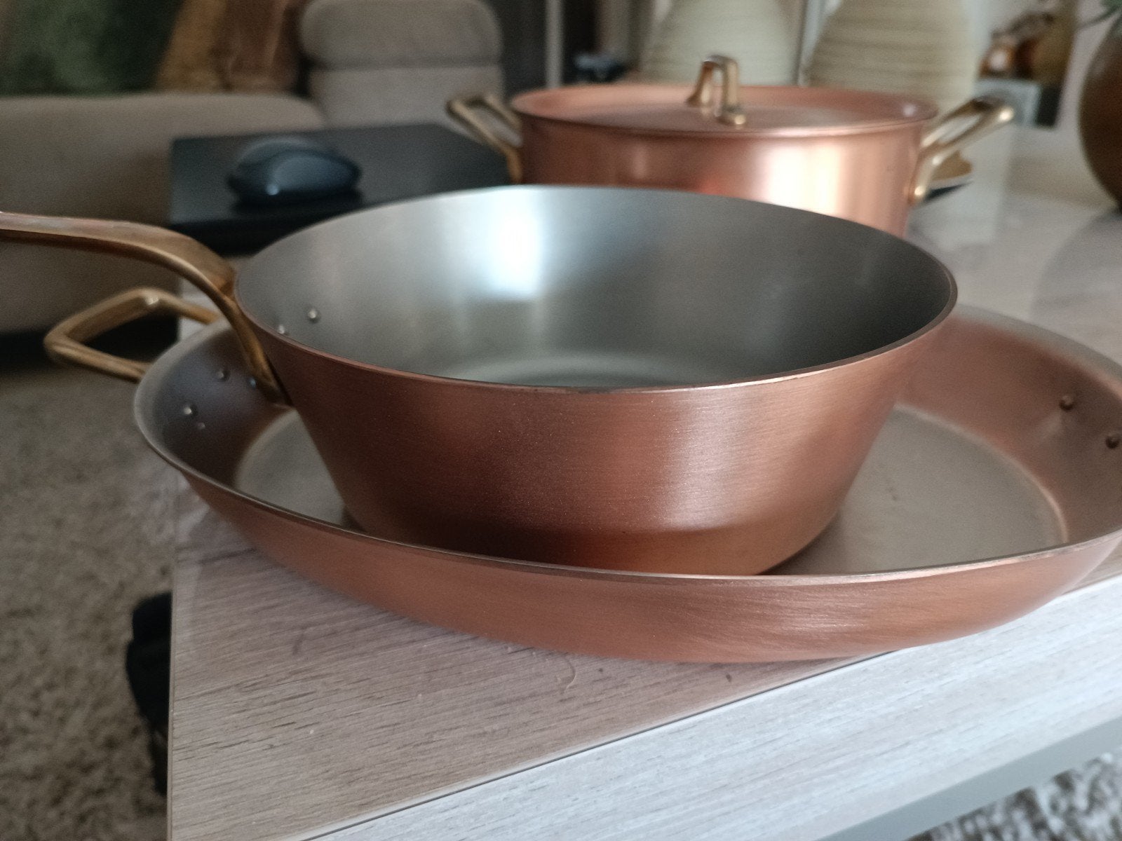 Koperen kookpotten, Huis en Inrichting, Keuken | Potten en Pannen, Ophalen, Zo goed als nieuw