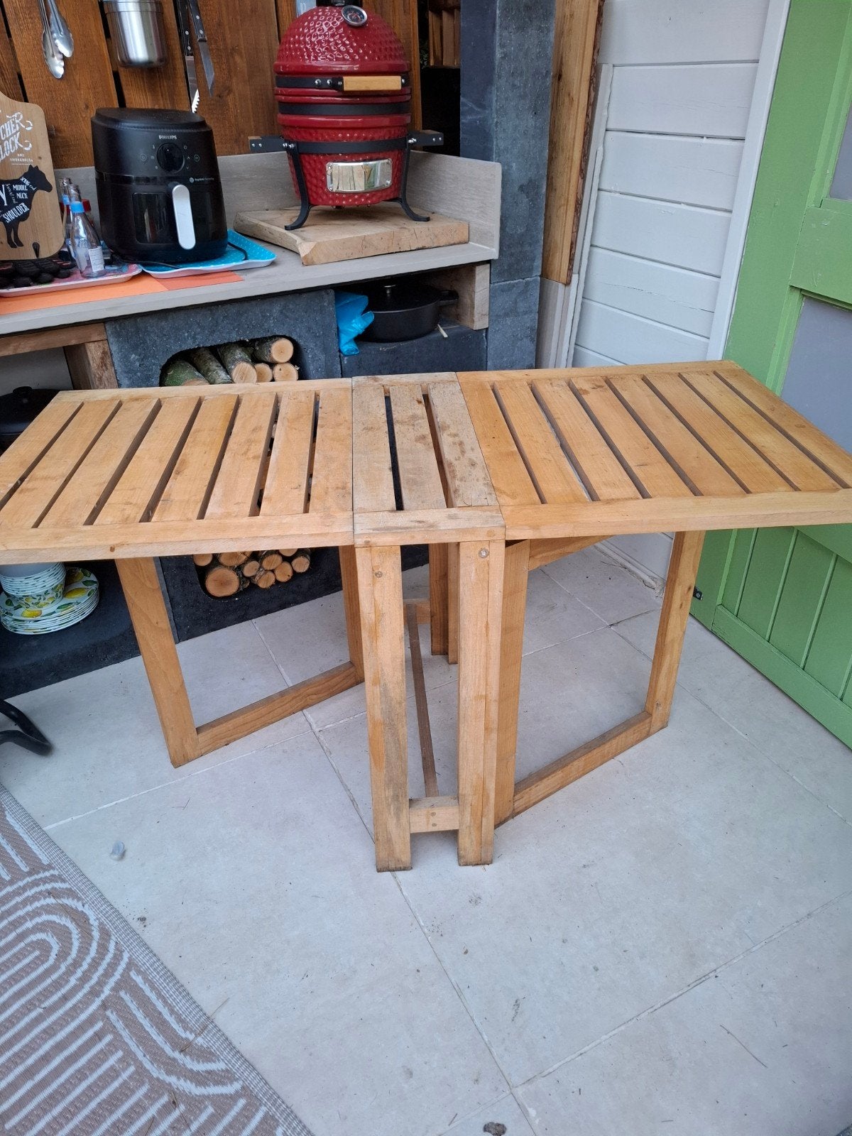 klaptafel tuintafel, Jardin & Terrasse, Tables de jardin, Enlèvement, Utilisé, Rectangulaire, Bois