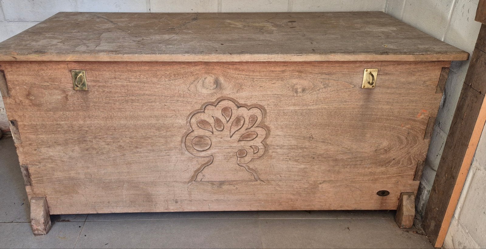 Opbergbox kist teak, Ophalen