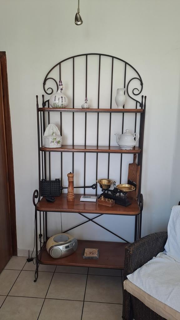 Etagère en chêne et fer forgé, Enlèvement, Comme neuf, Chêne