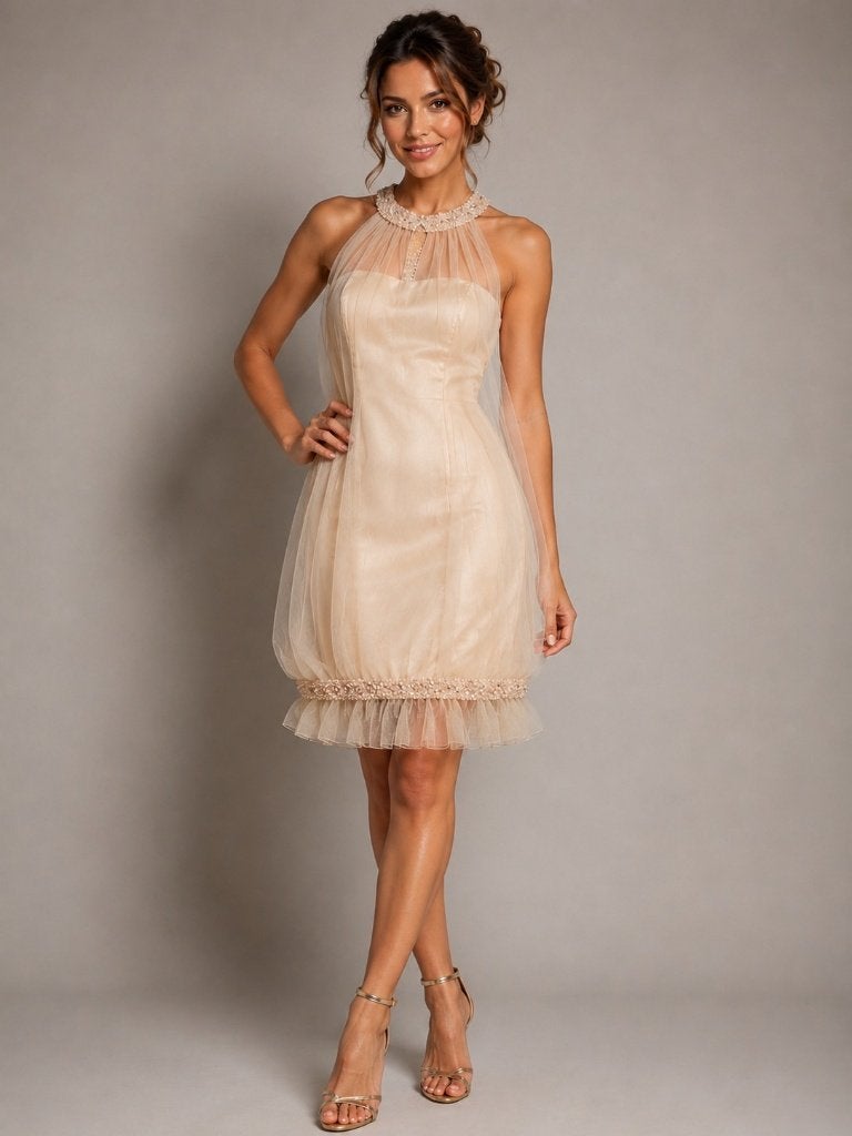 Nieuwe cocktailjurk Nicole Collection maat 36 – beige, Vêtements | Femmes, Habits de circonstance, Neuf, Nicole Collection, Robe de cocktail