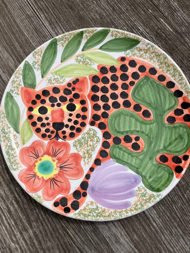 Grand plat en céramique italienne Léopard, Enlèvement