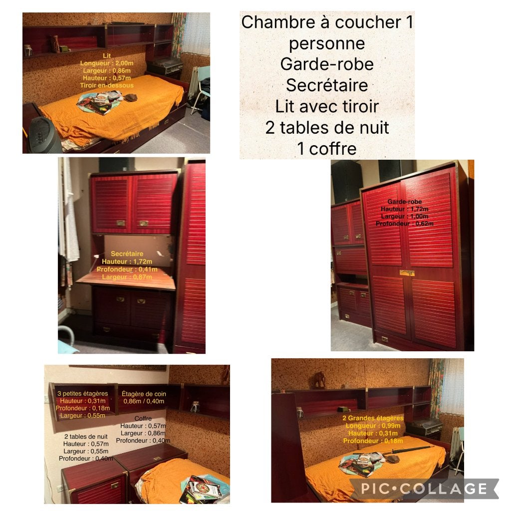 Chambre à coucher, Enlèvement, Utilisé, Une personne, En acajou