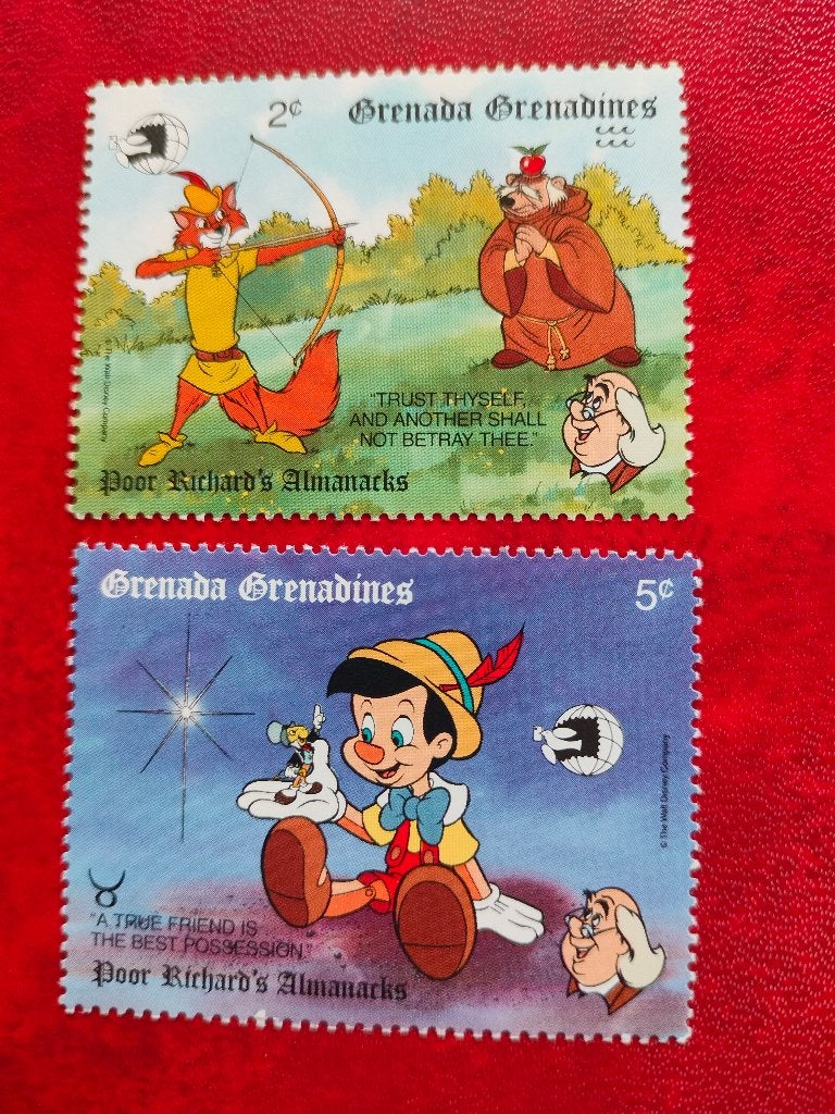 Les Grenadines (GRE) 1989  Disney, Robin des Bois, Pinocchio, Envoi, Non oblitéré, Amérique du Nord
