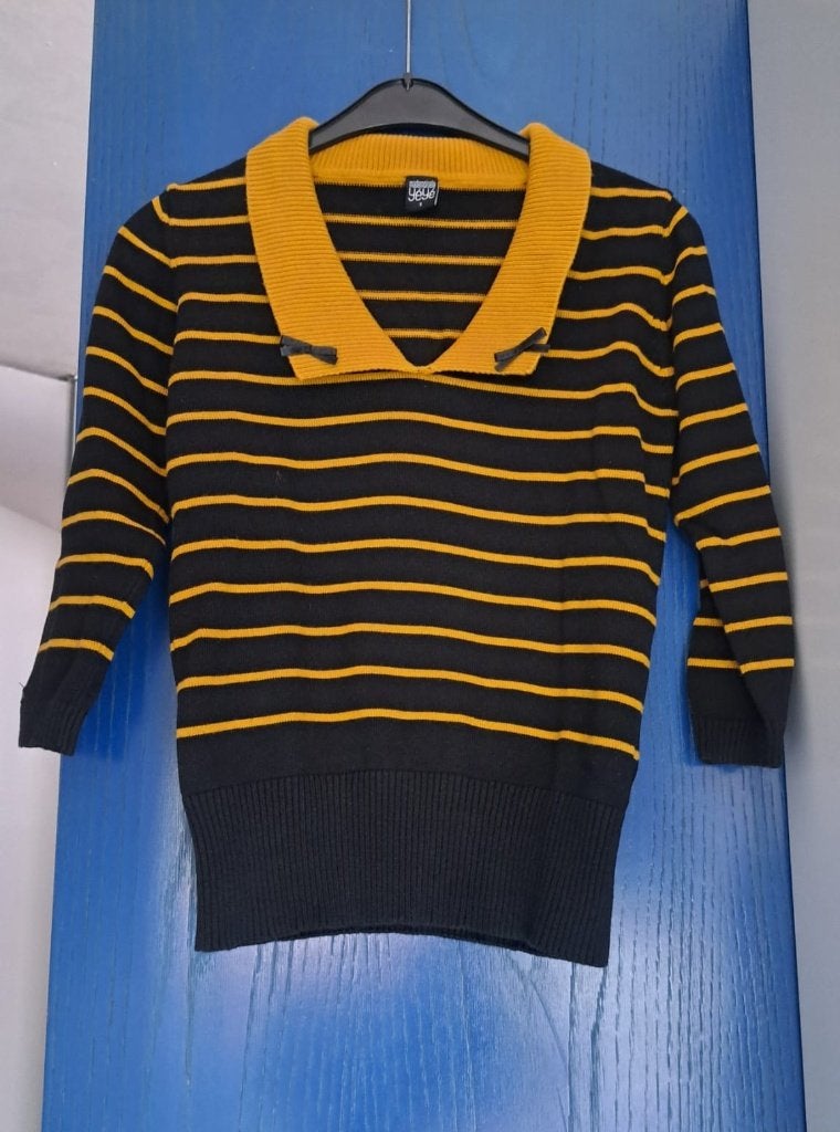 Pull, trui, zwart-okergeel, Mademoiselle Yéyé, maat S, Ophalen, Meerkleurig, Mademoiselle Yéyé, Zo goed als nieuw