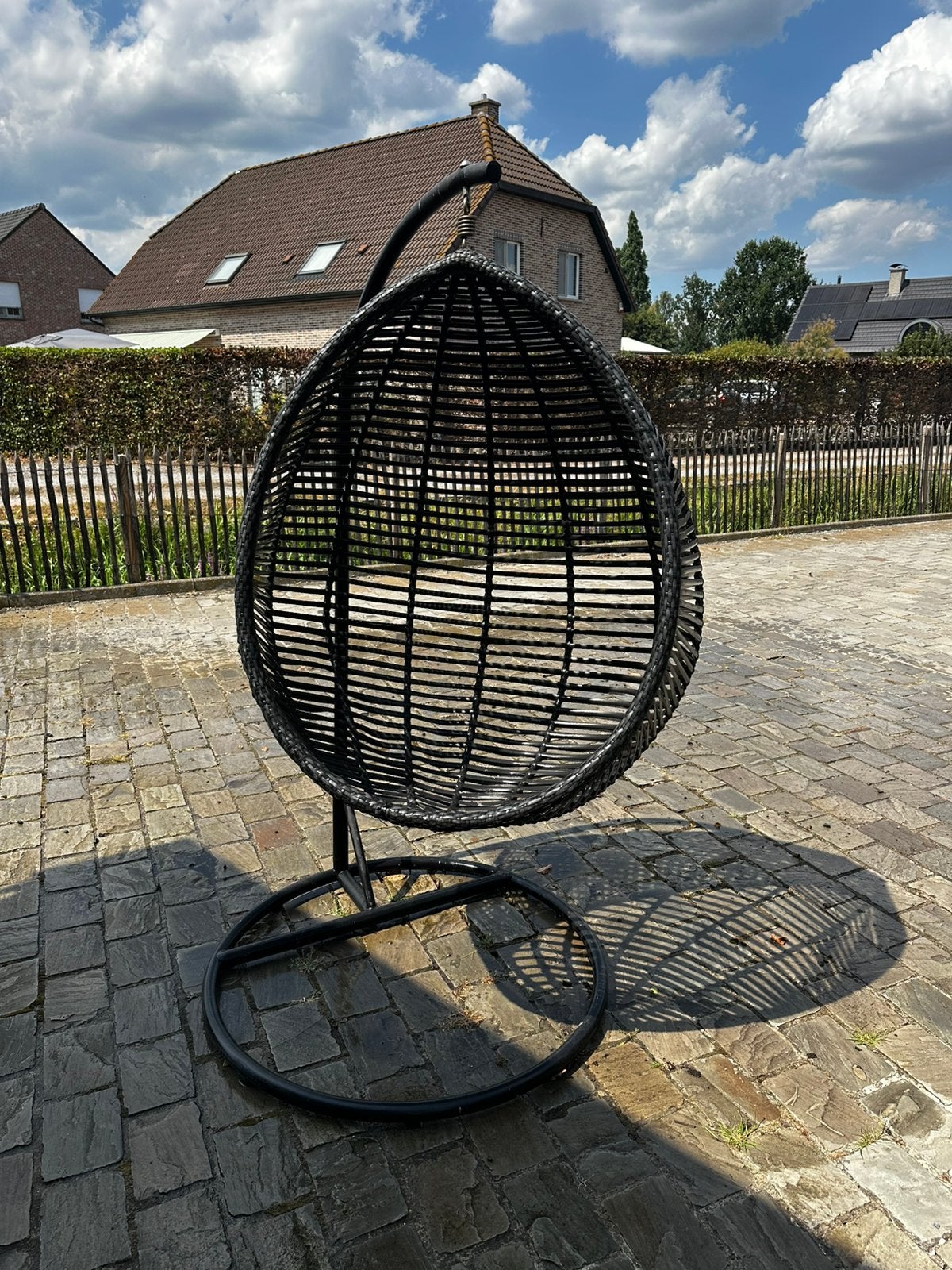 Zwart zitei, Tuin en Terras, Ophalen, Gebruikt, Metaal, Schommelbank