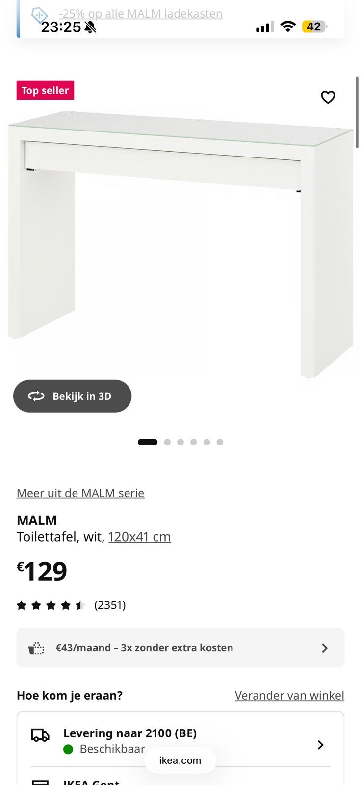 Ikea malm make-uo tafel + bureaustoel, Ophalen, Zo goed als nieuw