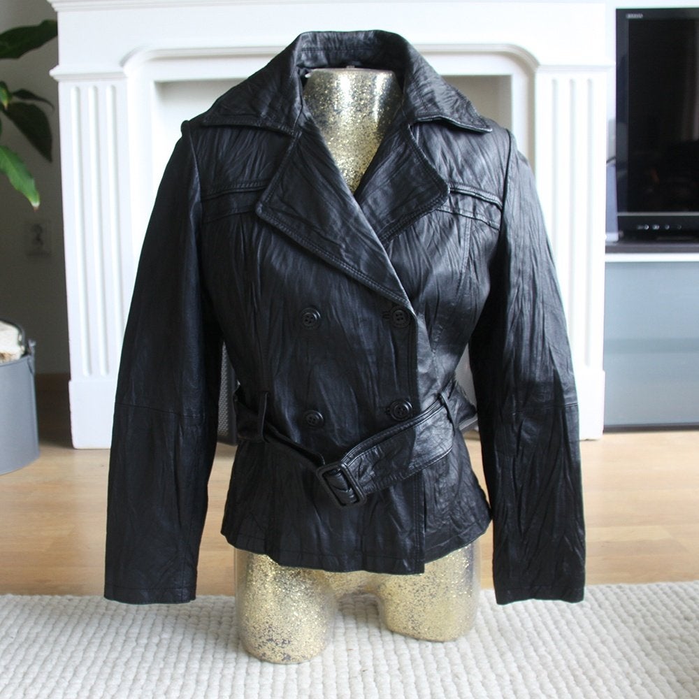 Zeer Mooie Leren Dames Jas (Maat 44) € 70,-, Kleding | Dames, ANDERE, Verzenden, Zwart, Maat 42/44 (L)