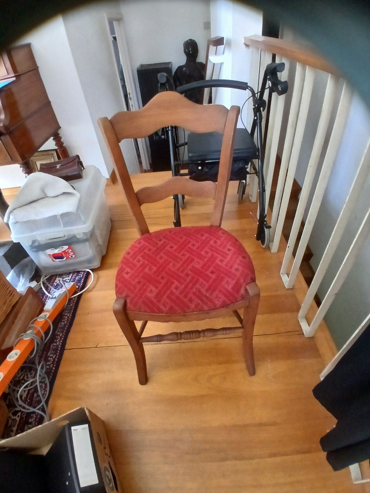 Ensemble de 6 chaises de chambre rurales en bois avec revête, Antiquités & Art, Enlèvement