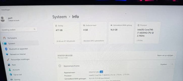 Dell precision 5520, Computers en Software, Ophalen, Zo goed als nieuw, SSD