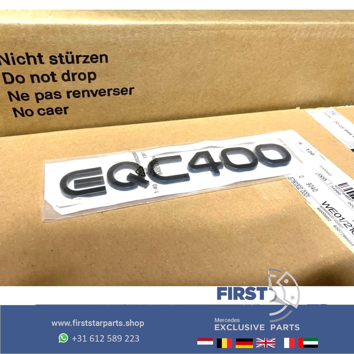 Mercedes N293 W293 EQC 400 ACHTERKLEP BADGE origineel Merced, Gebruikt, -, Ophalen of Verzenden, Achter