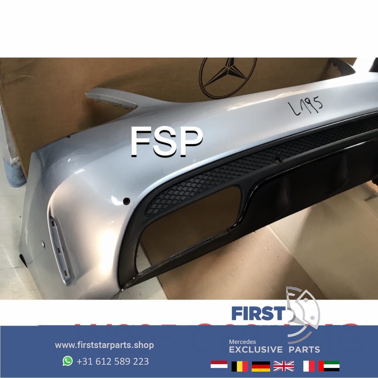 W205 C63 AMG ACHTERBUMPER + DIFFUSER ZWART ORIGINEEL Mercede, Arrière, Utilisé, -, -
