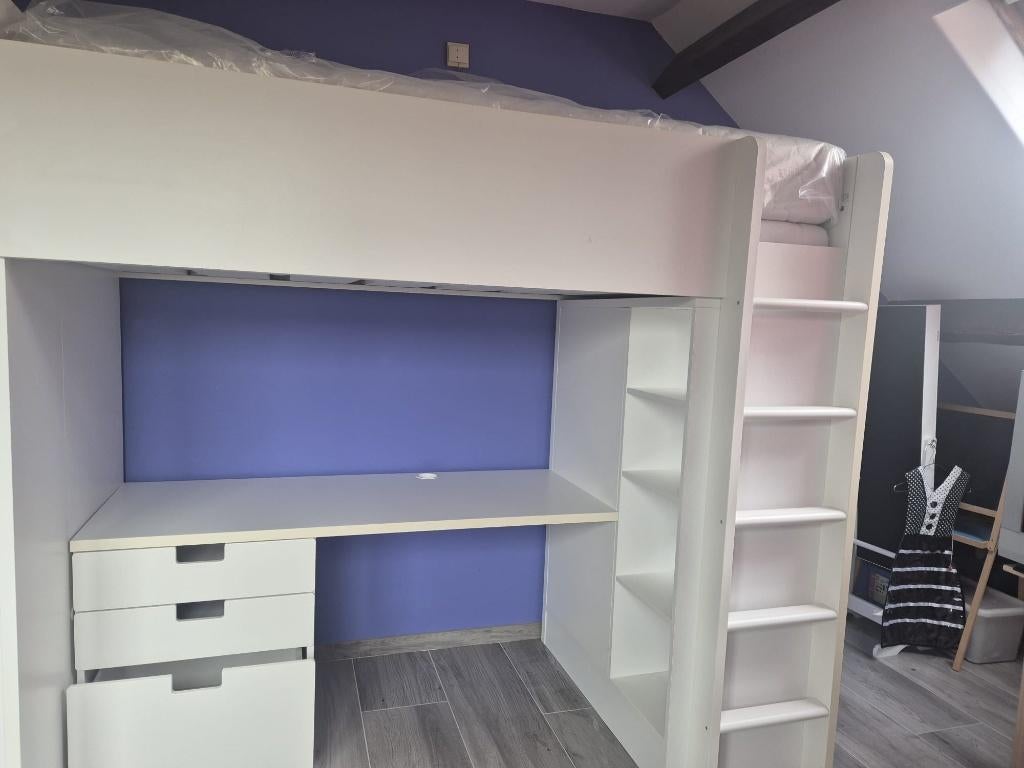 Mezzaninebed + bureau, kledingkast, boekenkast -IKEA SMÅSTAD, Huis en Inrichting, Slaapkamer | Bedden, Zo goed als nieuw, Eenpersoons