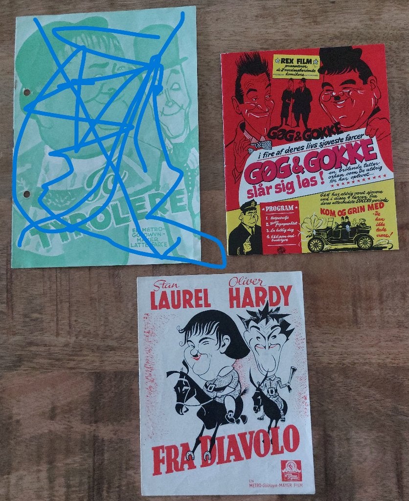 Laurel & Hardy 3 programmes de films danois, Enlèvement ou Envoi, Utilisé, Film, Autres types