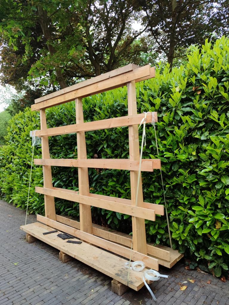 Houten glasbok - bok voor transport glas en ramen, Ophalen