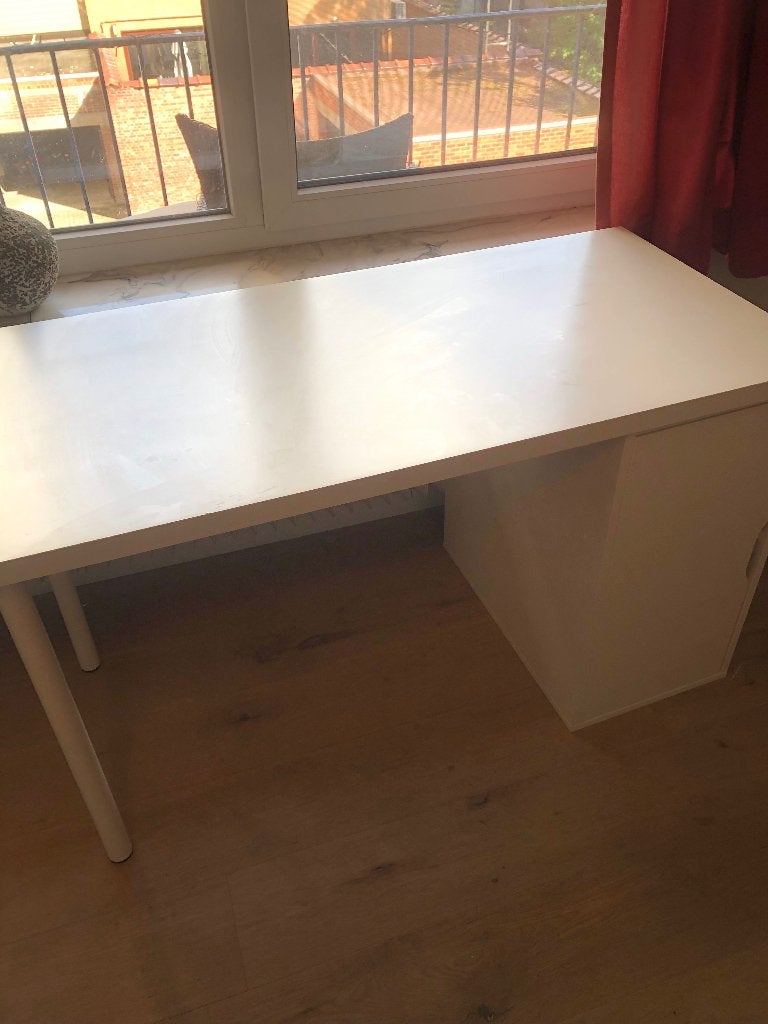 Wit bureau met kastje, Huis en Inrichting, Ophalen, Gebruikt, 120 cm, Schoolbureau