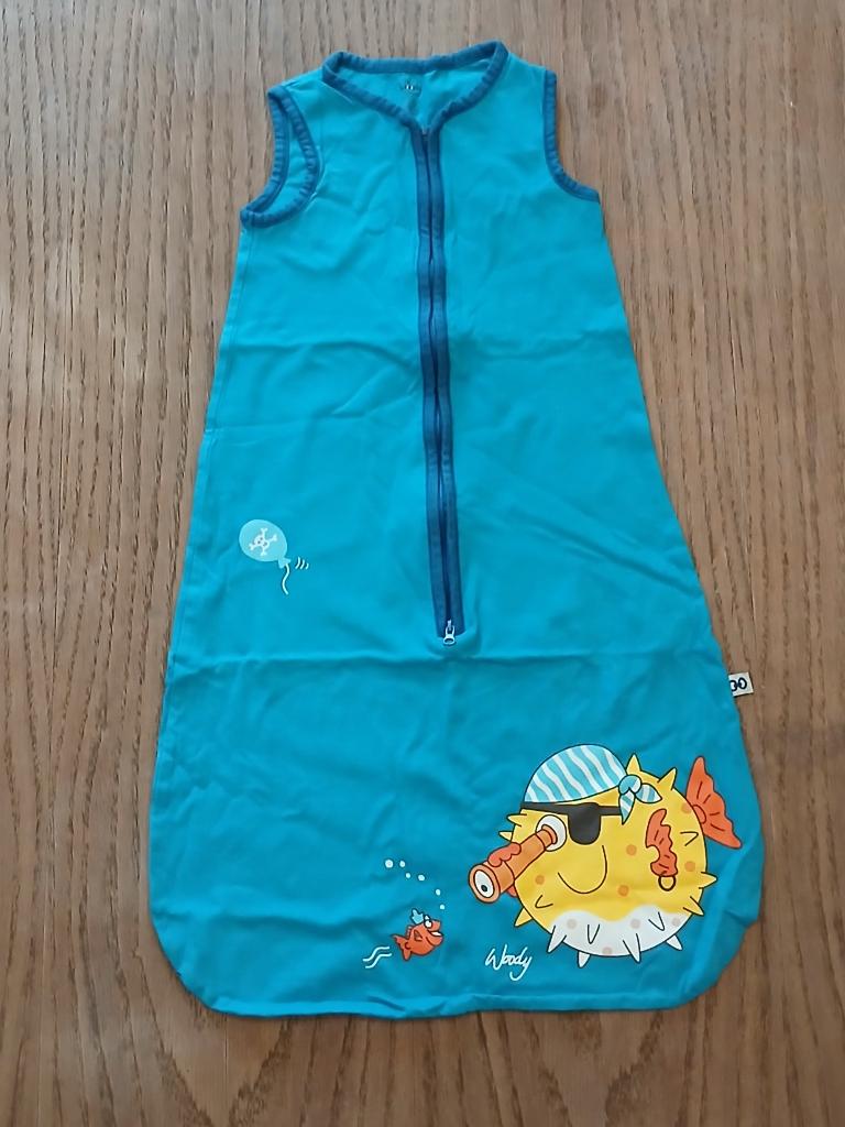 Woody Zomerslaapzak Blauw Pofvis Piraat - Maat 70, Nacht- of Onderkleding, Jongetje of Meisje, Ophalen of Verzenden, Zo goed als nieuw