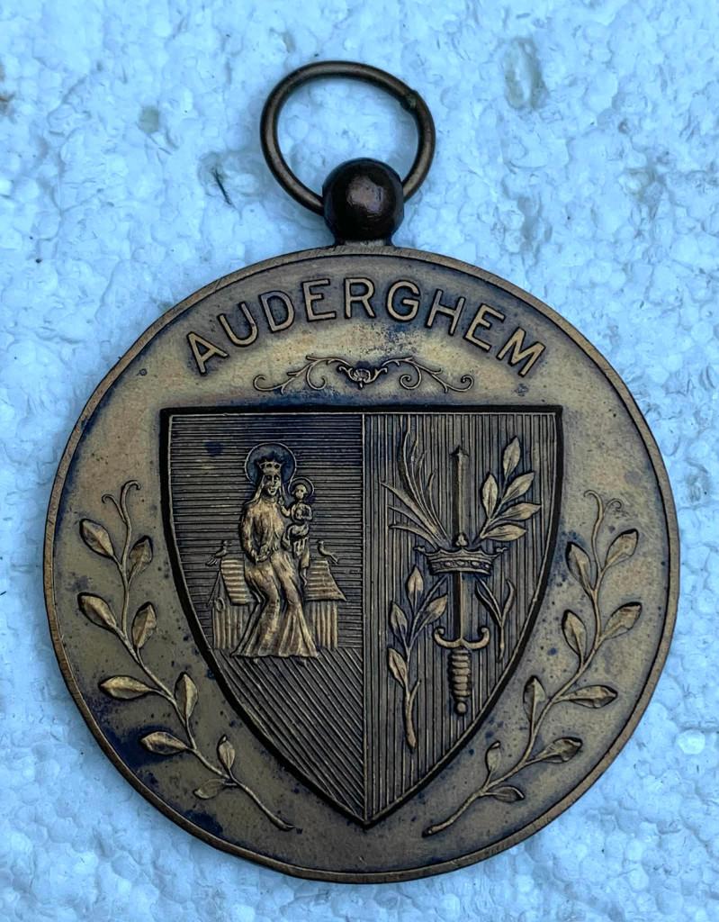 Medaille, Penning, POLICE Auderghem 1930 inhuldiging Vaandel, Ophalen of Verzenden, Overige soorten, Lintje, Medaille of Wings