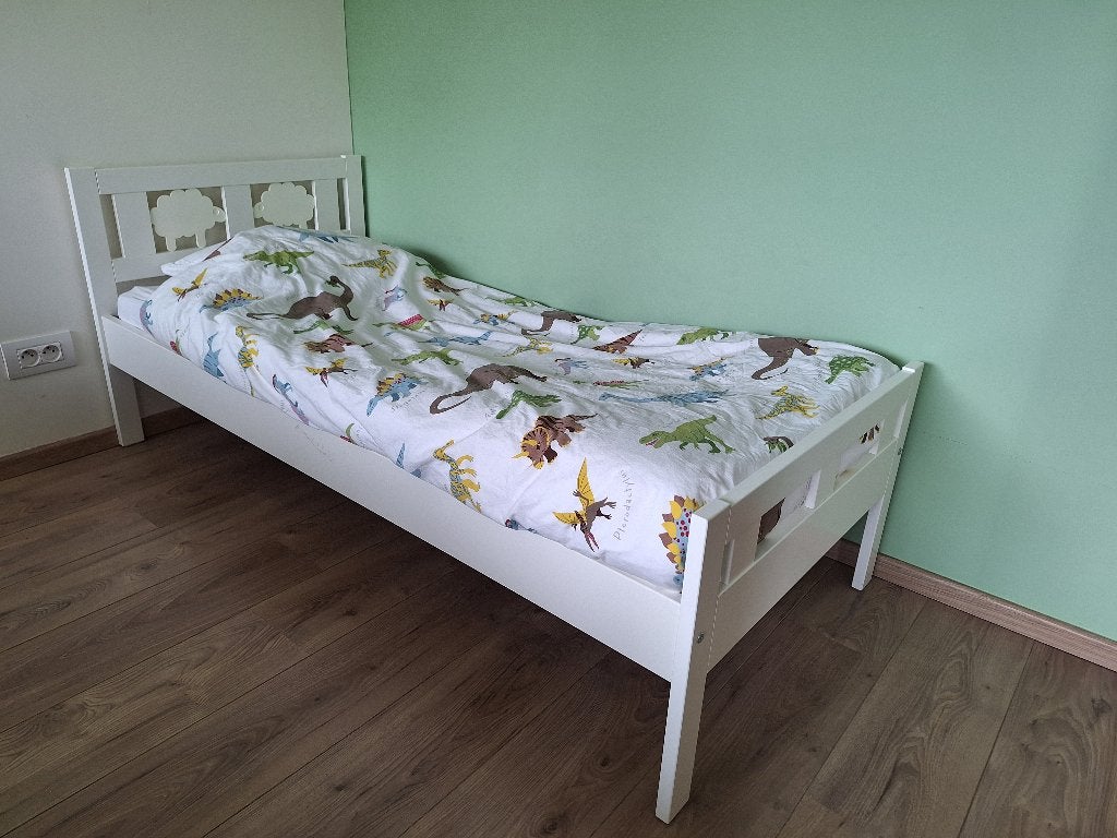 Kinderbed 160x70 cm incl. matras en 2 zijsteunen, Ophalen, Gebruikt, 70 tot 85 cm, Matras