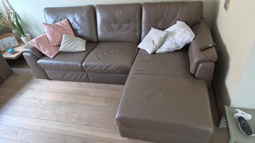 Lederen zetel/salon, Huis en Inrichting, Ophalen, Zo goed als nieuw, Leer