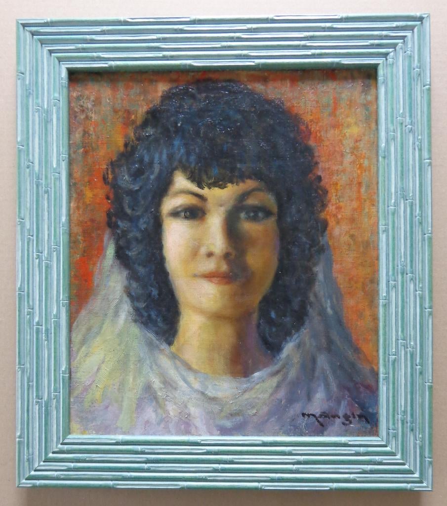 CHARLES MANGIN / VROUWENPORTRET / OLIEVERF DOEK / 44x39cm, Ophalen of Verzenden