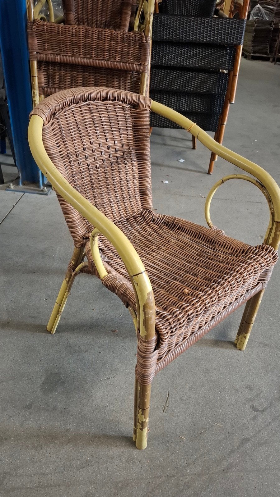 16 terras horeca alu bamboo partij stoelen bamboo rotan, Jardin & Terrasse, Chaises de jardin, Enlèvement ou Envoi, Utilisé, Synthétique