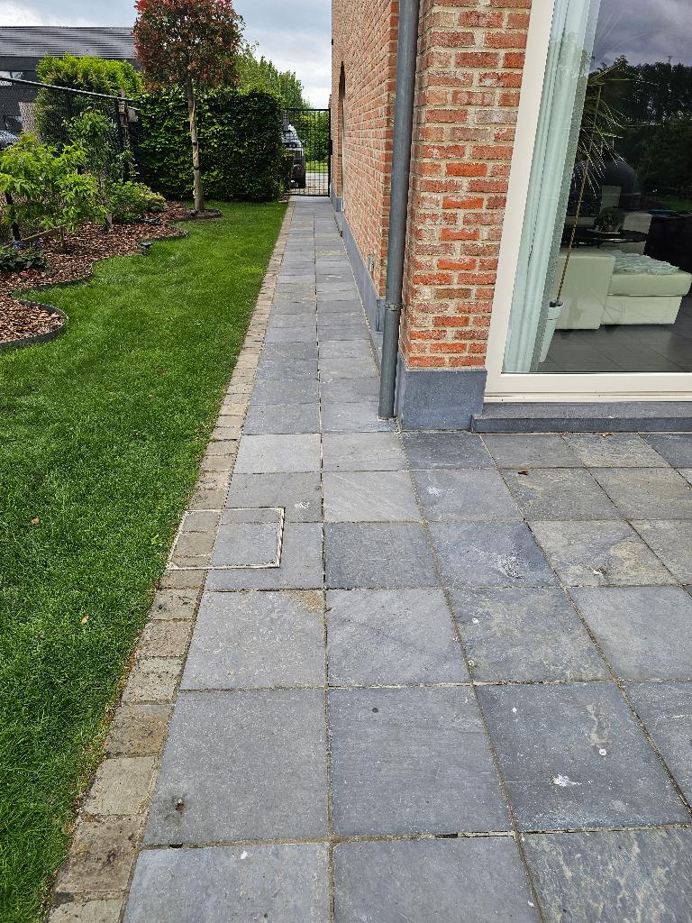 terrastegels blauwe steen, Tuin en Terras, Ophalen, Zo goed als nieuw, Terrastegels, Natuursteen