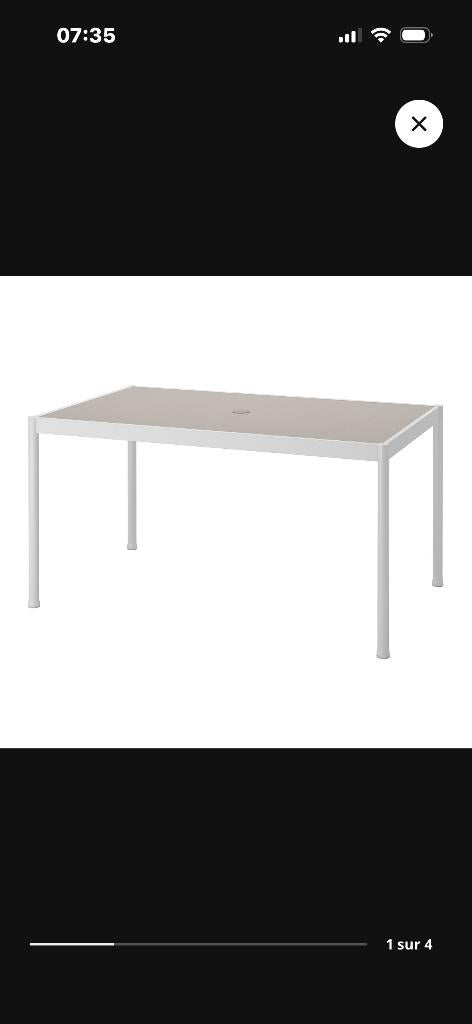 Table de jardin IKEA, Jardin & Terrasse, Tables de jardin, Enlèvement, Comme neuf, Rectangulaire, Métal