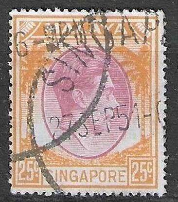 Singapour 1948/1952 - Yvert 14 B - George VI - 25 c. (ST), Envoi, Affranchi