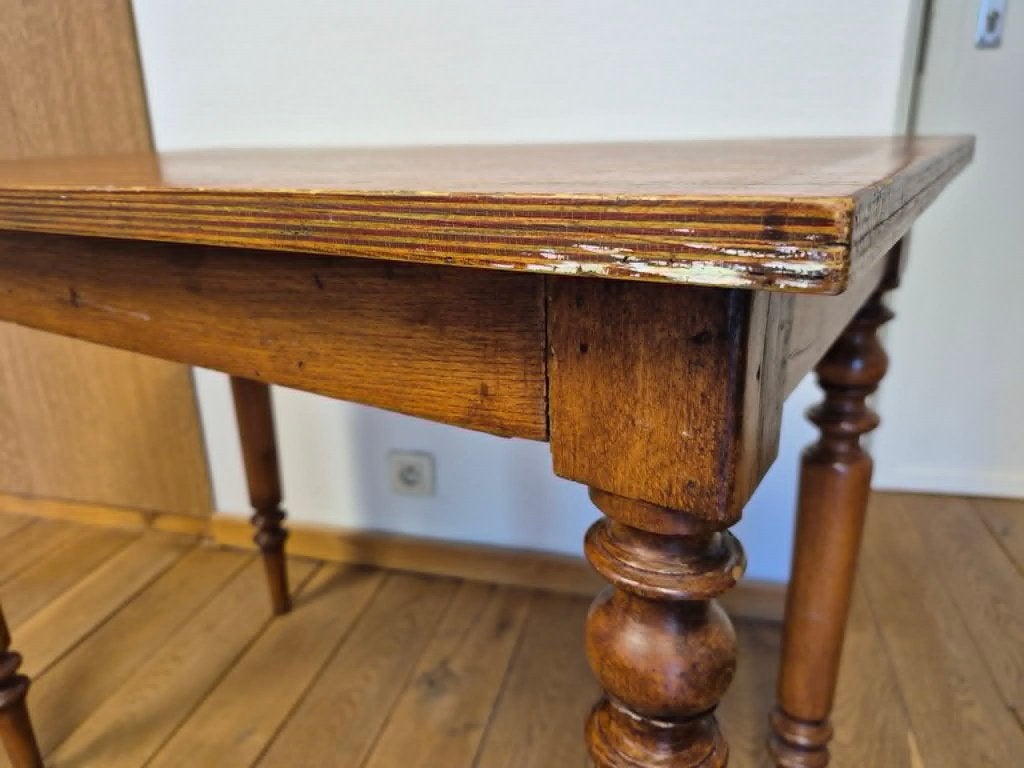 Franse houten eettafel, Ophalen, Gebruikt, 50 tot 100 cm, Rechthoekig
