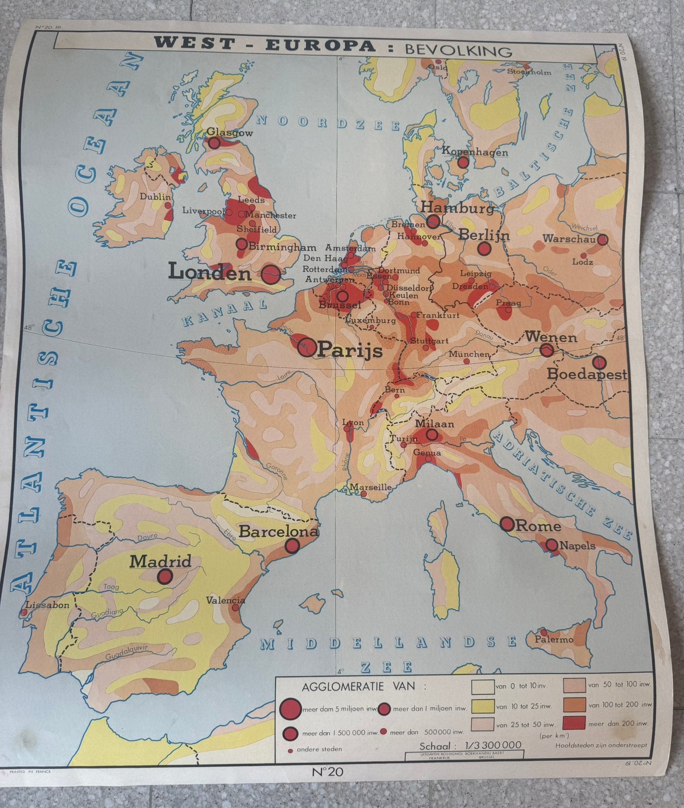 Oude retro Rossignol kaart West - Europa, Enlèvement, Géographie