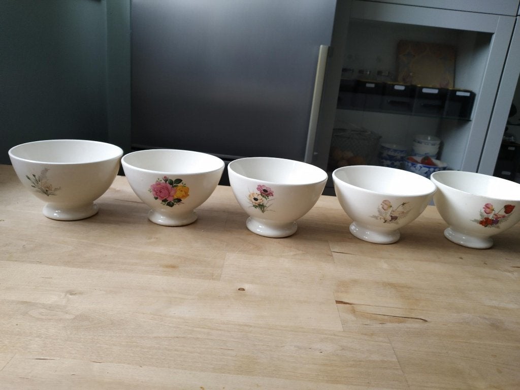 5 BOCH kommen met bloemenmotief, Ophalen of Verzenden