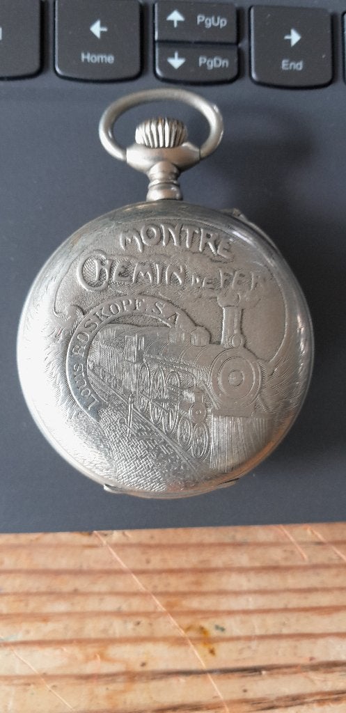 Magnifique ancien  à montre de poche Roskopf chemin de fer, Enlèvement ou Envoi