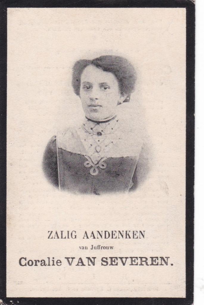 Van Severen Coralie  Moerbeke Waas 1893 + 1913, Verzenden, Bidprentje