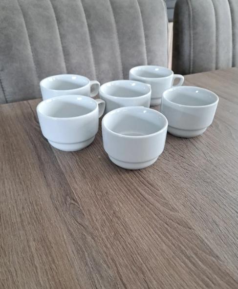 Set van 6 witte koffietassen, Uni, Enlèvement ou Envoi, Comme neuf, Céramique