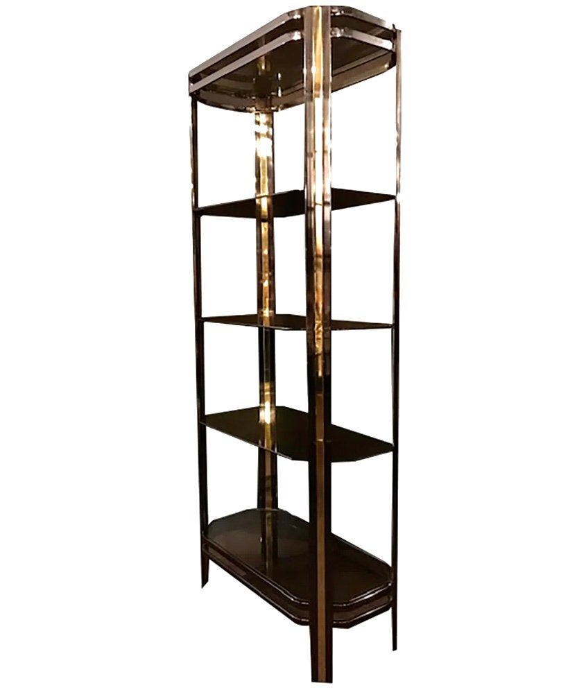 Étagère ouverte au vintage, style Willy Rizzo, doré/noir, Maison & Meubles, Armoires | Vitrines, 25 à 50 cm, Hollywood Recency - Willy Rizzo
