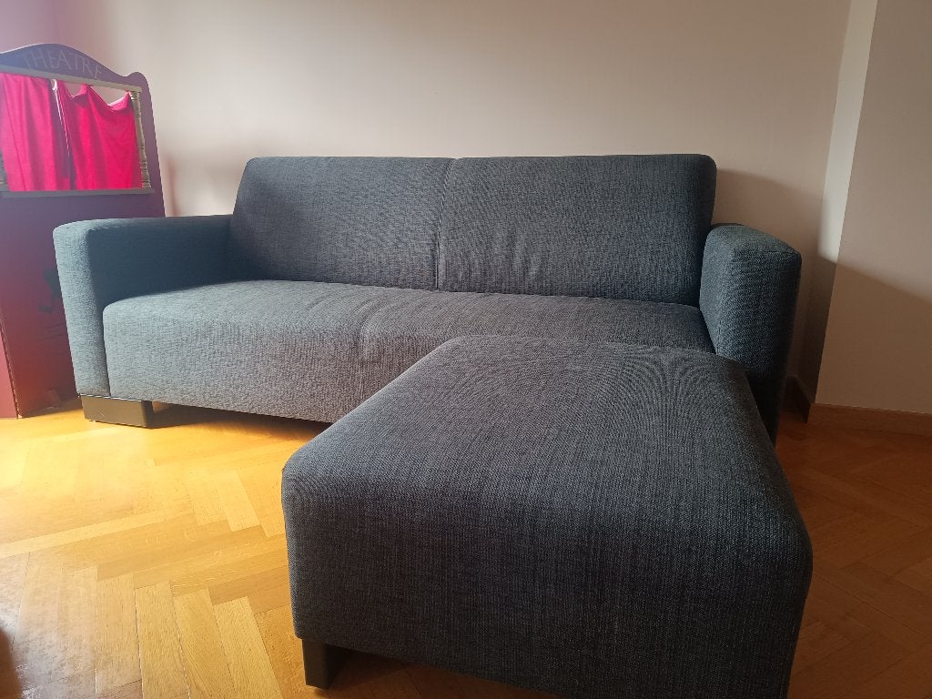 Canapé en tissu gris + méridienne, Enlèvement