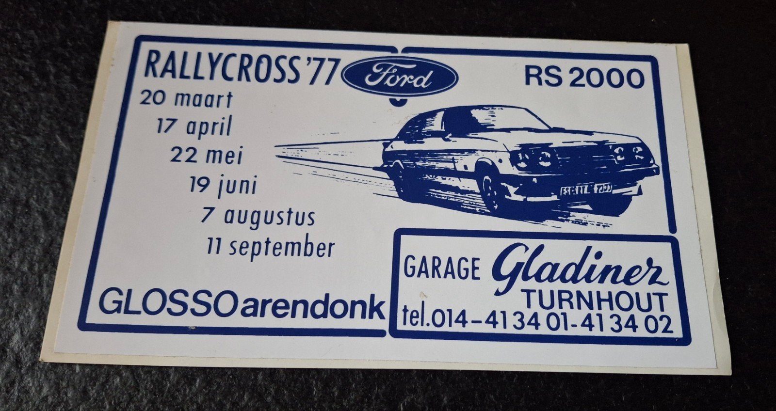 Autocollant de rallycross ancien Arendonk Ford Escort RS 200, Enlèvement ou Envoi, Comme neuf, Voiture ou Moto