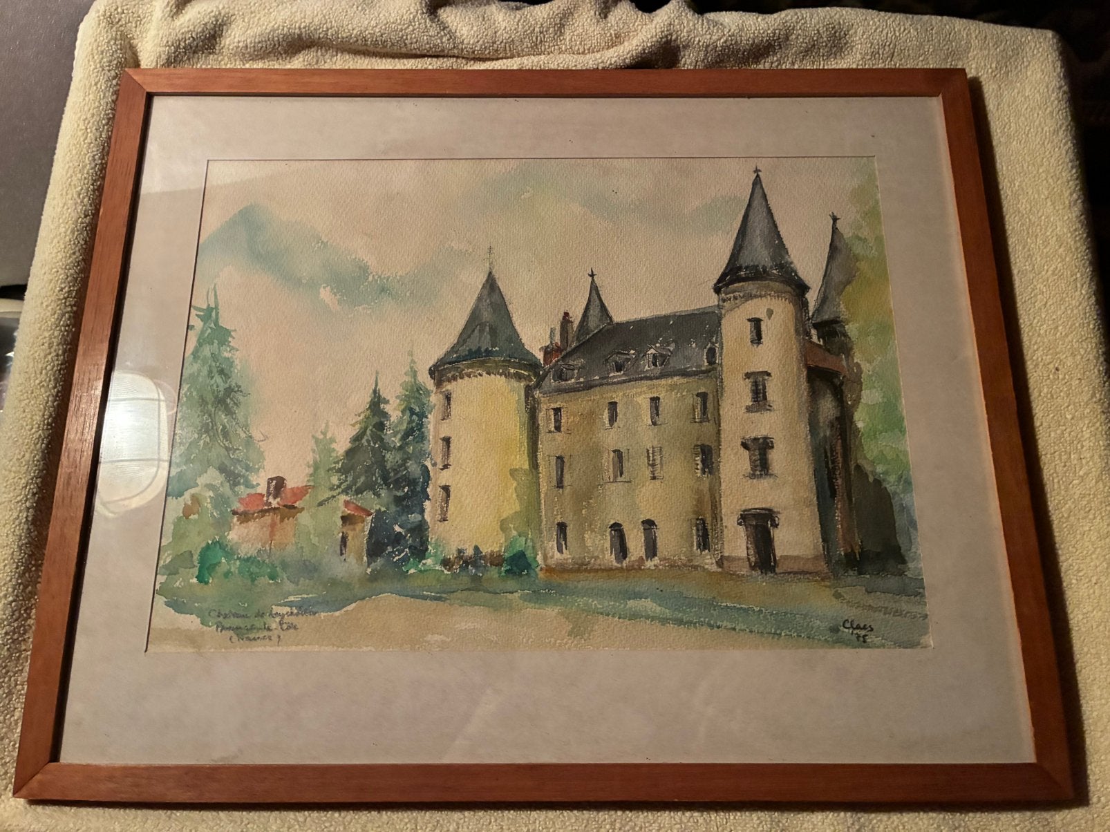 Aquarel tekening. Chateau de Leychoisier. France, Enlèvement, Aquarelle