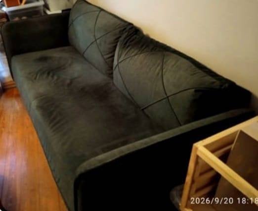 Beau divan velours vert peu utilisé L206, Enlèvement, Comme neuf, Tissus, 200 à 250 cm