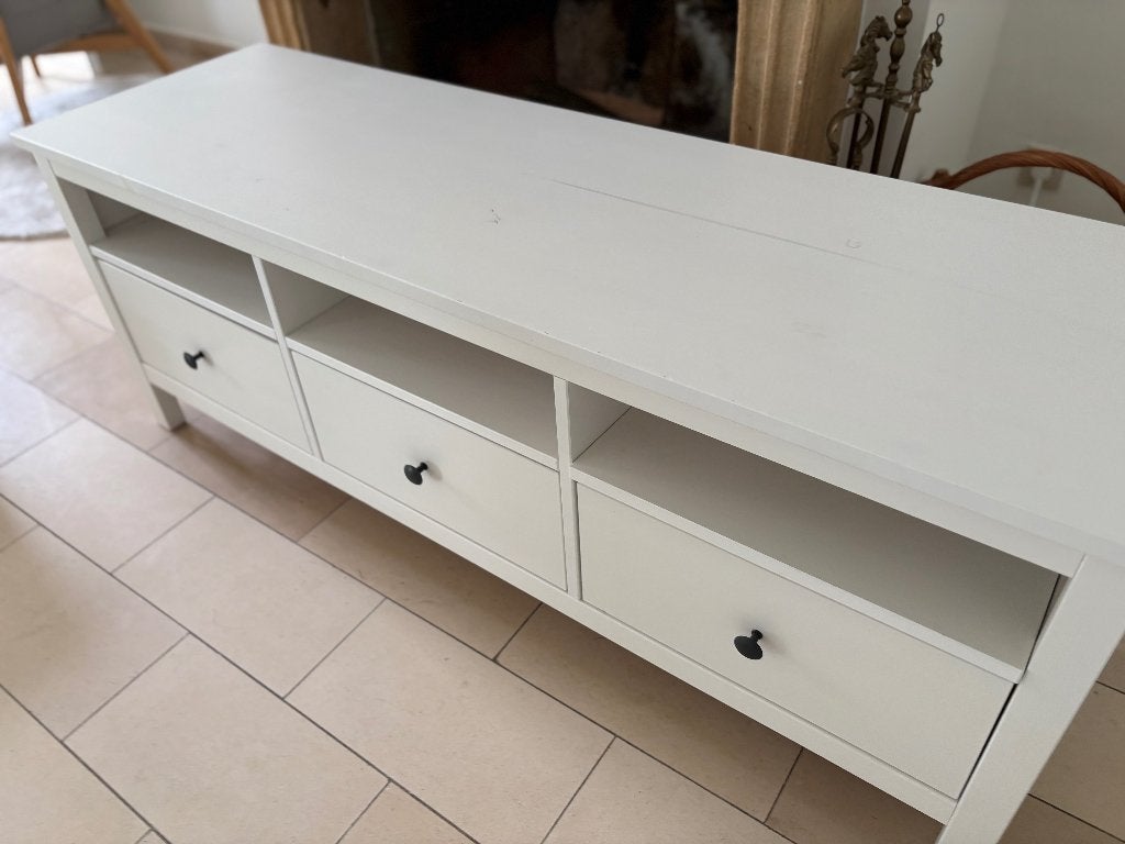 Meuble TV IKEA Hemnes blanc – quelques traces d'usage, Ophalen, Gebruikt