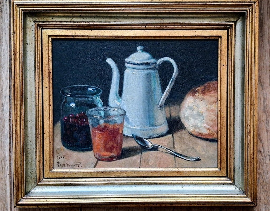 Paul Wante - Olie op paneel - stilleven, Antiek en Kunst, Kunst | Schilderijen | Klassiek, Paneel, Realistisch, Bijzondere lijst