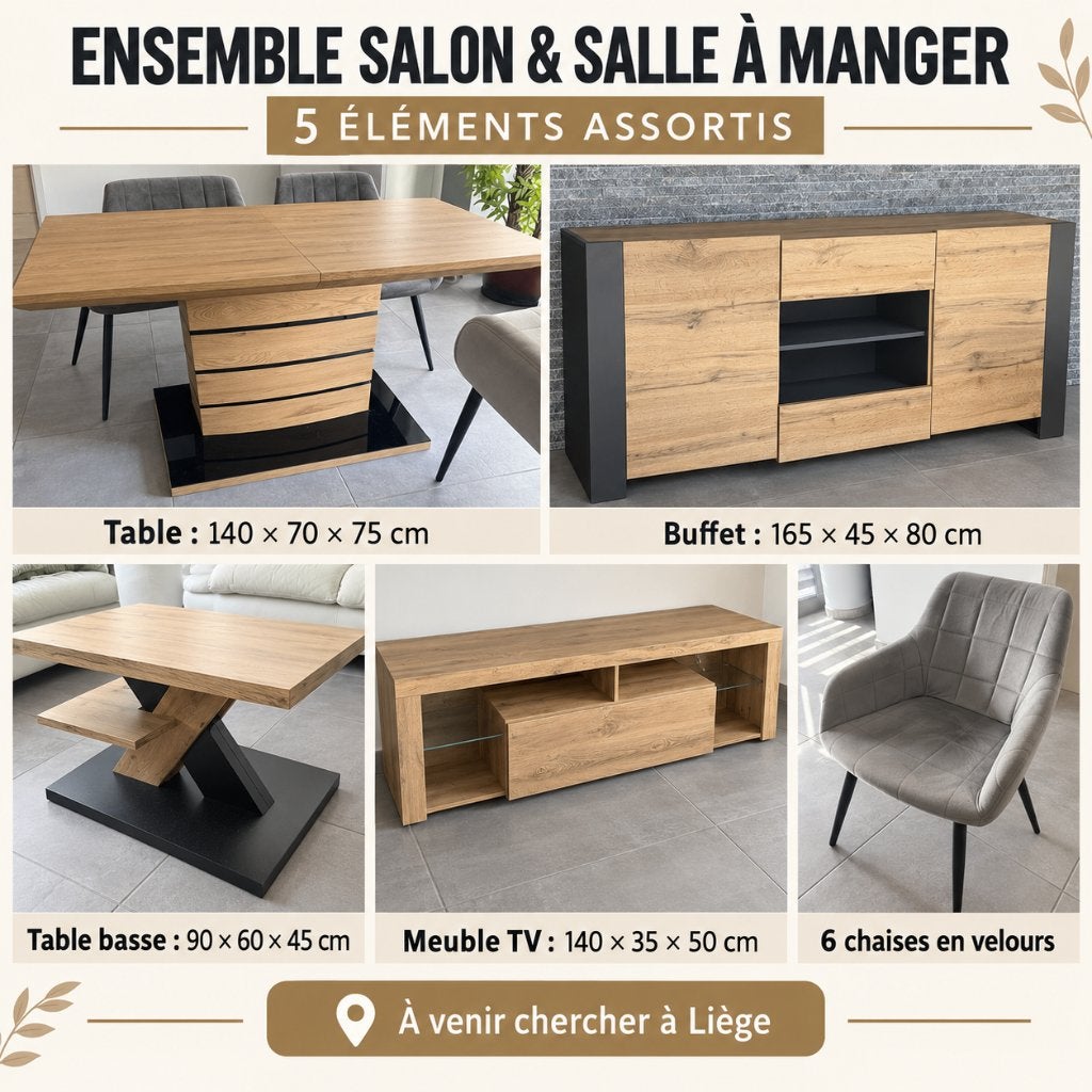 Ensemble salon & salle à manger, Maison & Meubles, Enlèvement, Utilisé, Industriel, 4 à 6 chaises