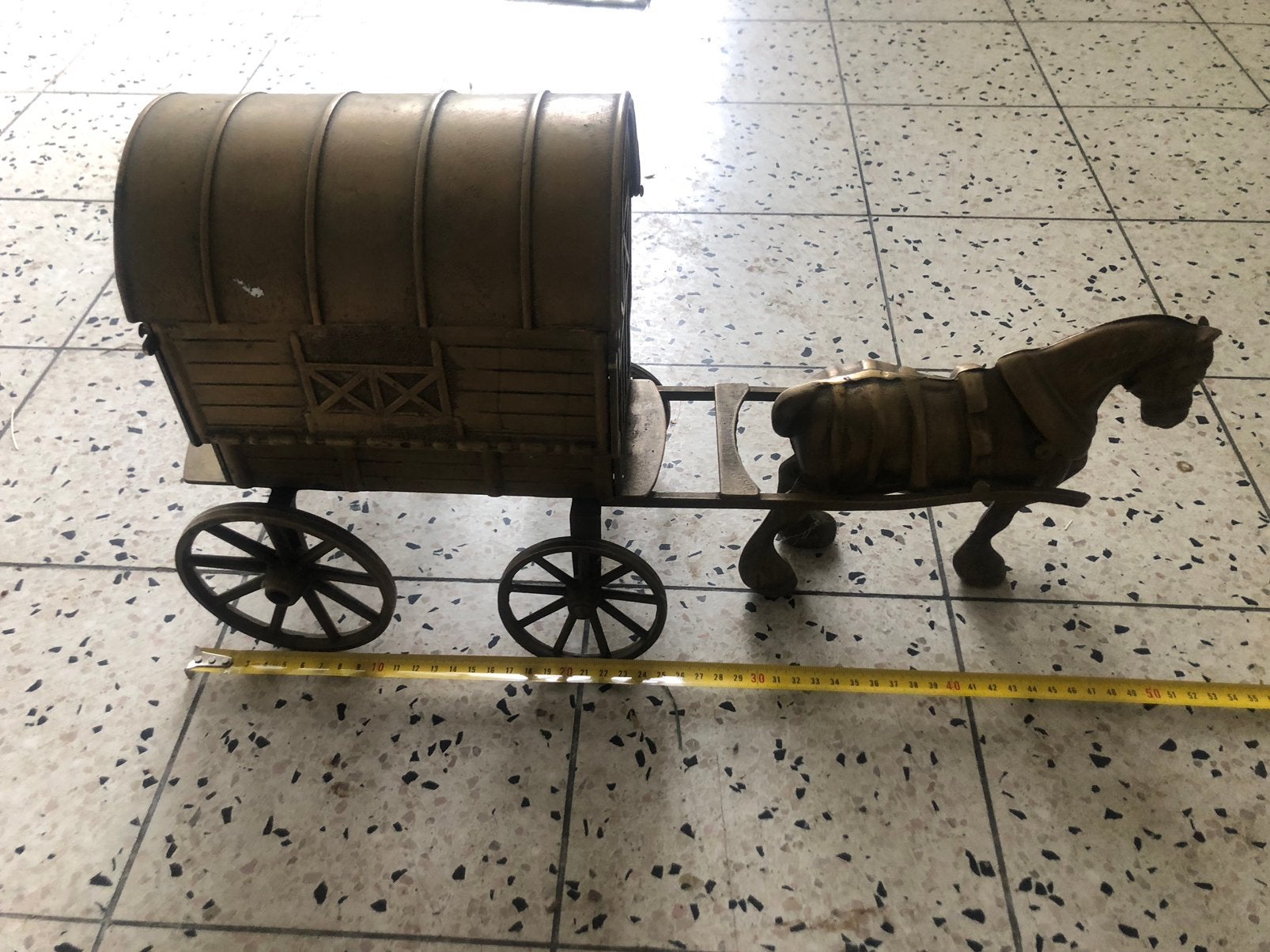 Statue de cheval avec roulotte entièrement en cuivre ., Antiquités & Art, Enlèvement